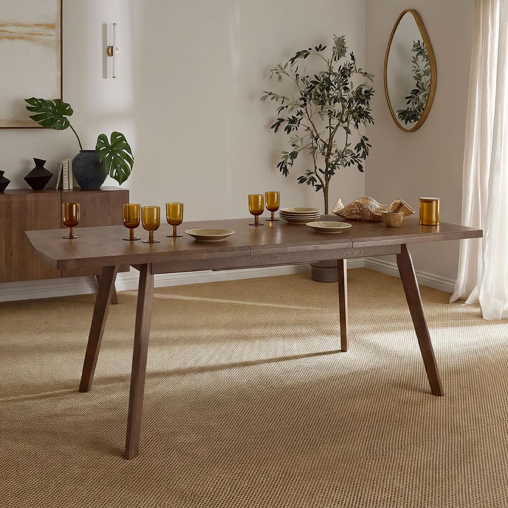 Oaklee Walnut Stained Solid Oak Extendable Dining Table 160-210cm 1