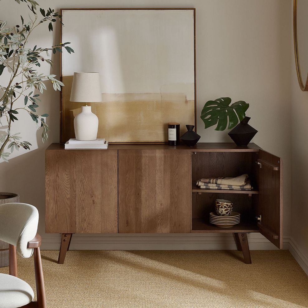Oaklee Walnut Stained Solid Oak Large Sideboard 3