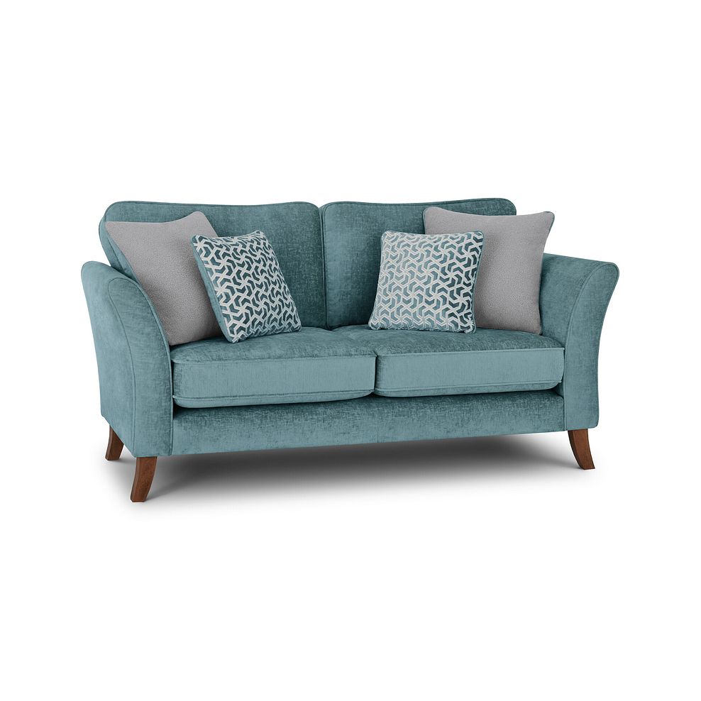 Odette 2 Seater High Back Sofa in Adele Jade Fabric 1
