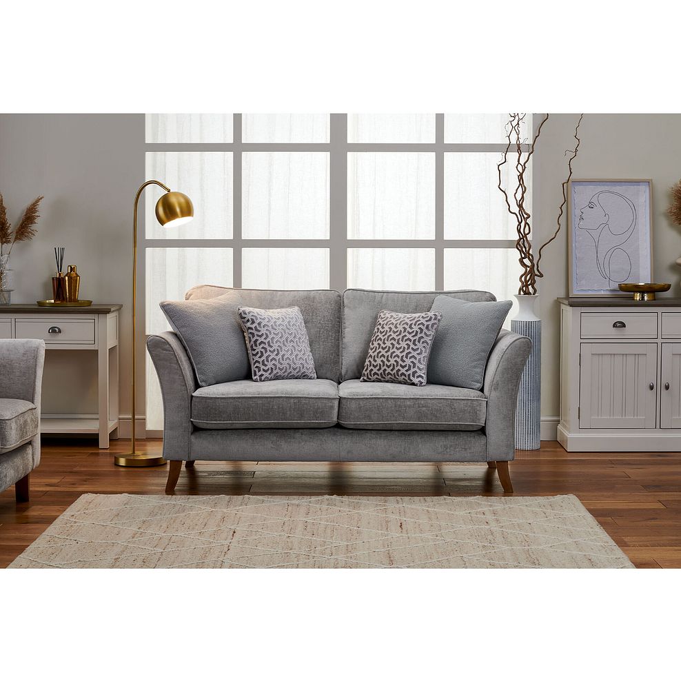 Odette 2 Seater High Back Sofa in Adele Stone Fabric Thumbnail 1