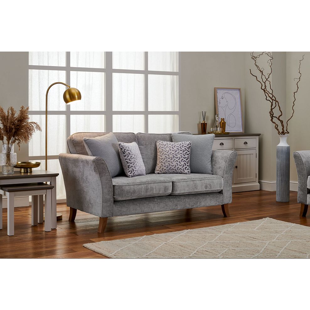 Odette 2 Seater High Back Sofa in Adele Stone Fabric Thumbnail 2