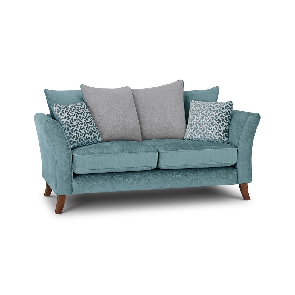 Odette 2 Seater Pillow Back Sofa in Adele Jade Fabric 1