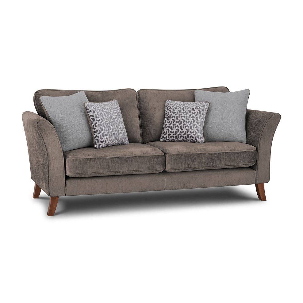 Odette 3 Seater High Back Sofa in Adele Biscuit Fabric 1
