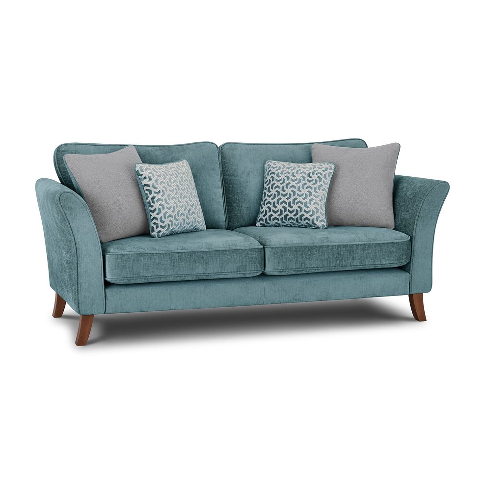 Odette 3 Seater High Back Sofa in Adele Jade Fabric 1
