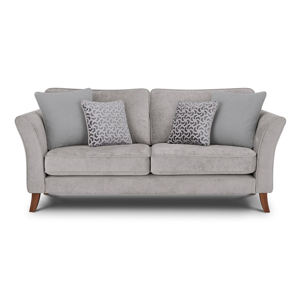 Odette 3 Seater High Back Sofa in Adele Stone Fabric Thumbnail 4