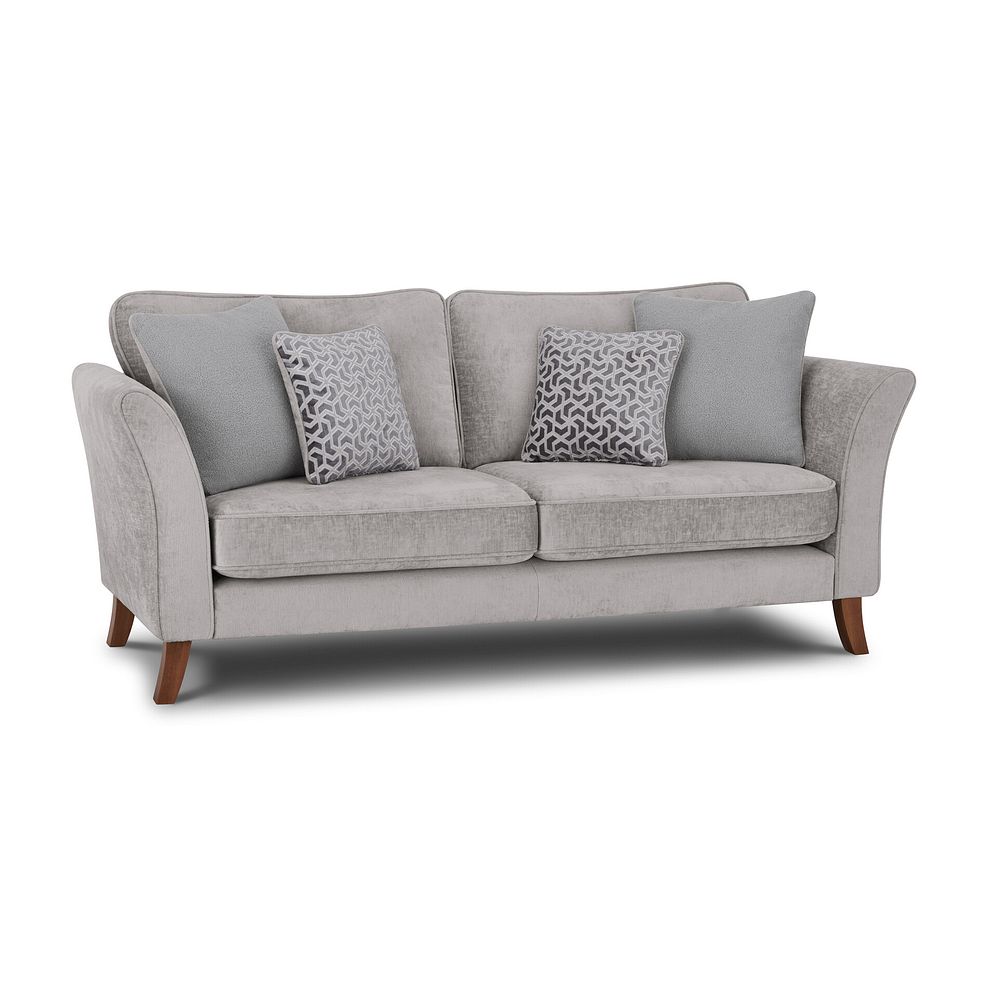Odette 3 Seater High Back Sofa in Adele Stone Fabric Thumbnail 3