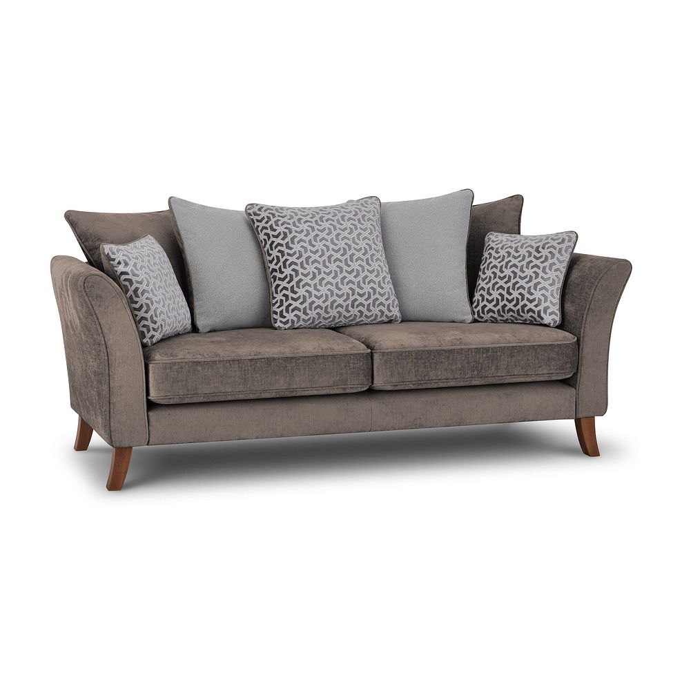 Odette 3 Seater Pillow Back Sofa in Adele Biscuit Fabric 1