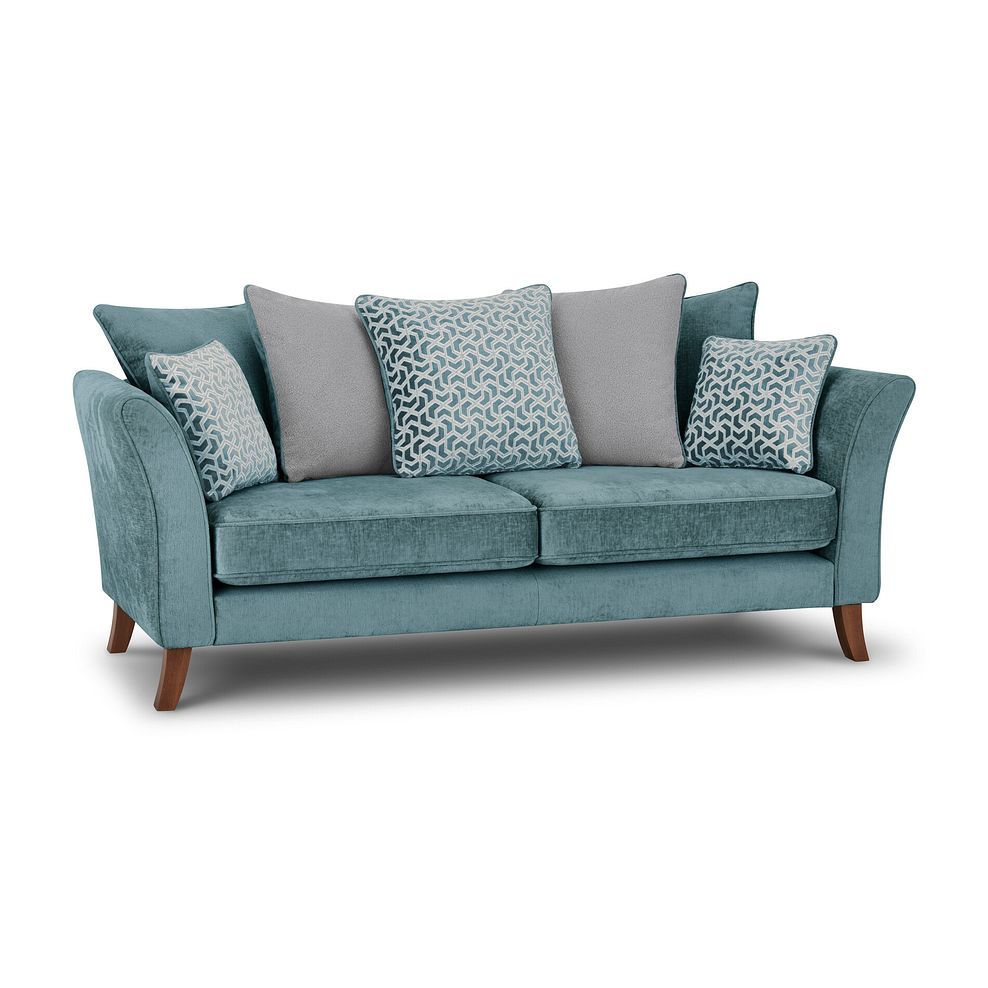 Odette 3 Seater Pillow Back Sofa in Adele Jade Fabric 1