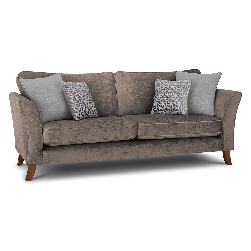 Odette 4 Seater High Back Sofa in Adele Biscuit Fabric 1