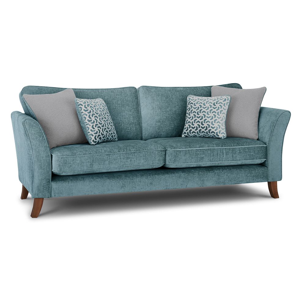 Odette 4 Seater High Back Sofa in Adele Jade Fabric 1
