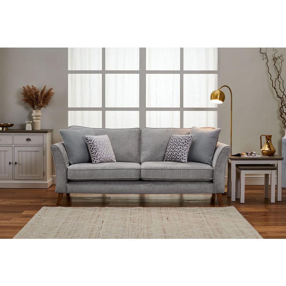 Odette 4 Seater High Back Sofa in Adele Stone Fabric 1