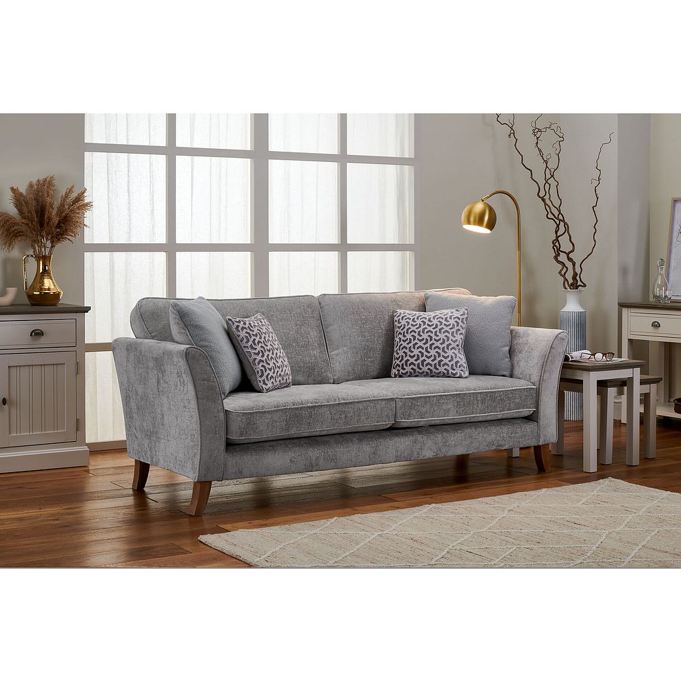 Odette 4 Seater High Back Sofa in Adele Stone Fabric 2
