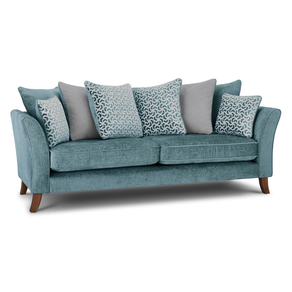Odette 4 Seater Pillow Back Sofa in Adele Jade Fabric 1