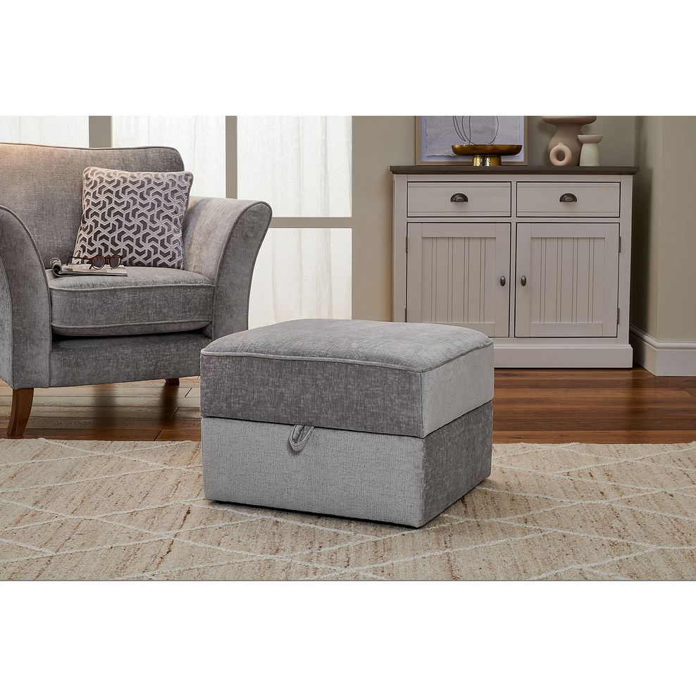 Odette Storage Footstool in Adele Stone Fabric Thumbnail 1