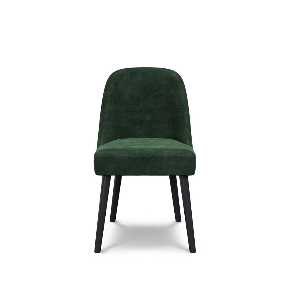 Oliver Dark Oak 5ft11 Dining Table + 4 Bette Chairs with Black Legs in Heritage Bottle Green Velvet 9