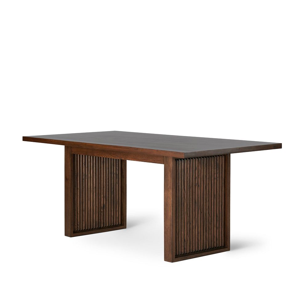 Oliver Dark Oak Dining Table + 4 Otis Chairs Cool Grey with Walnut Stained Beech Legs  3