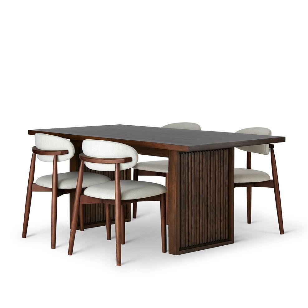 Oliver Dark Oak Dining Table + 4 Otis Chairs Cool Grey with Walnut Stained Beech Legs  2