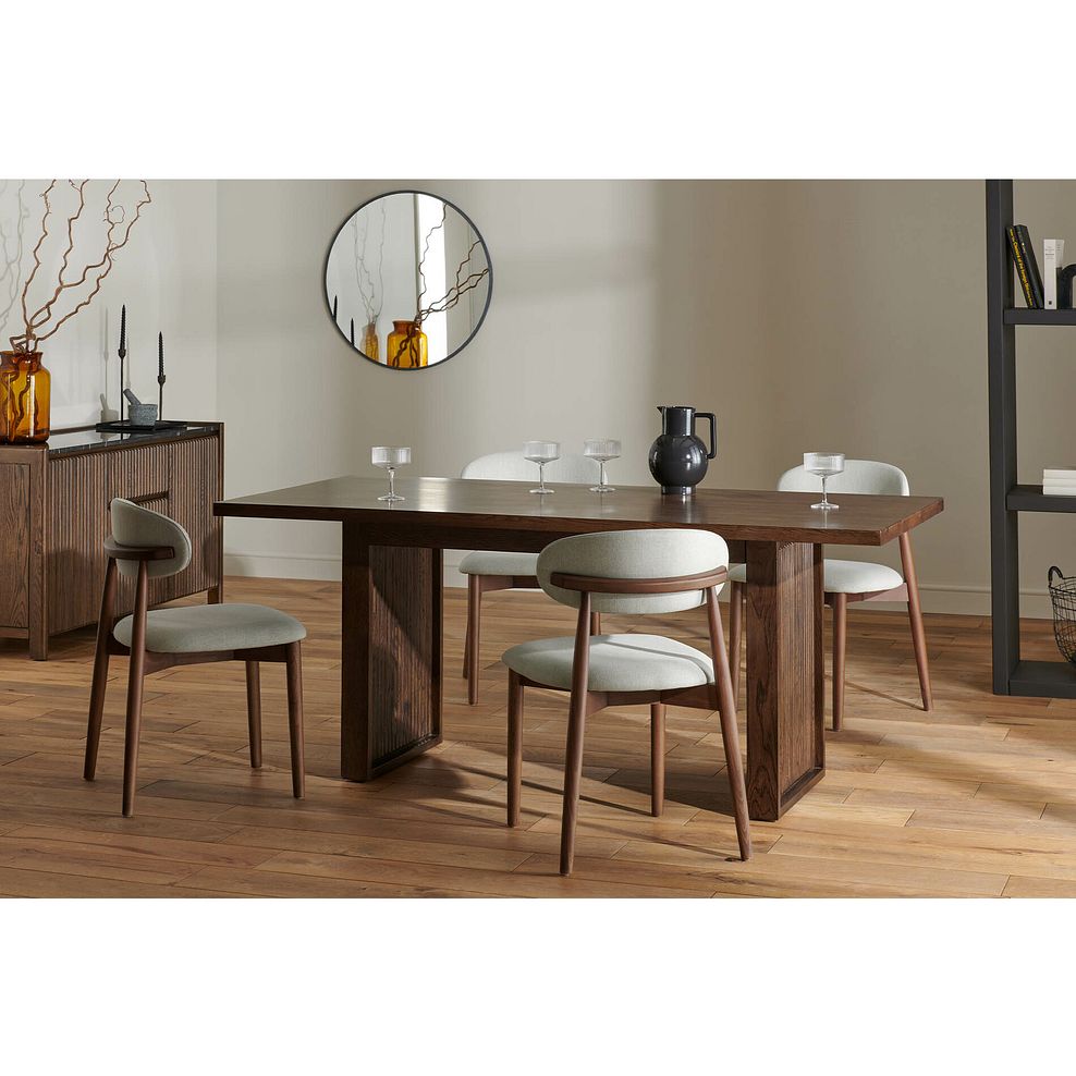 Oliver Dark Oak Dining Table + 4 Otis Chairs Cool Grey with Walnut Stained Beech Legs  1