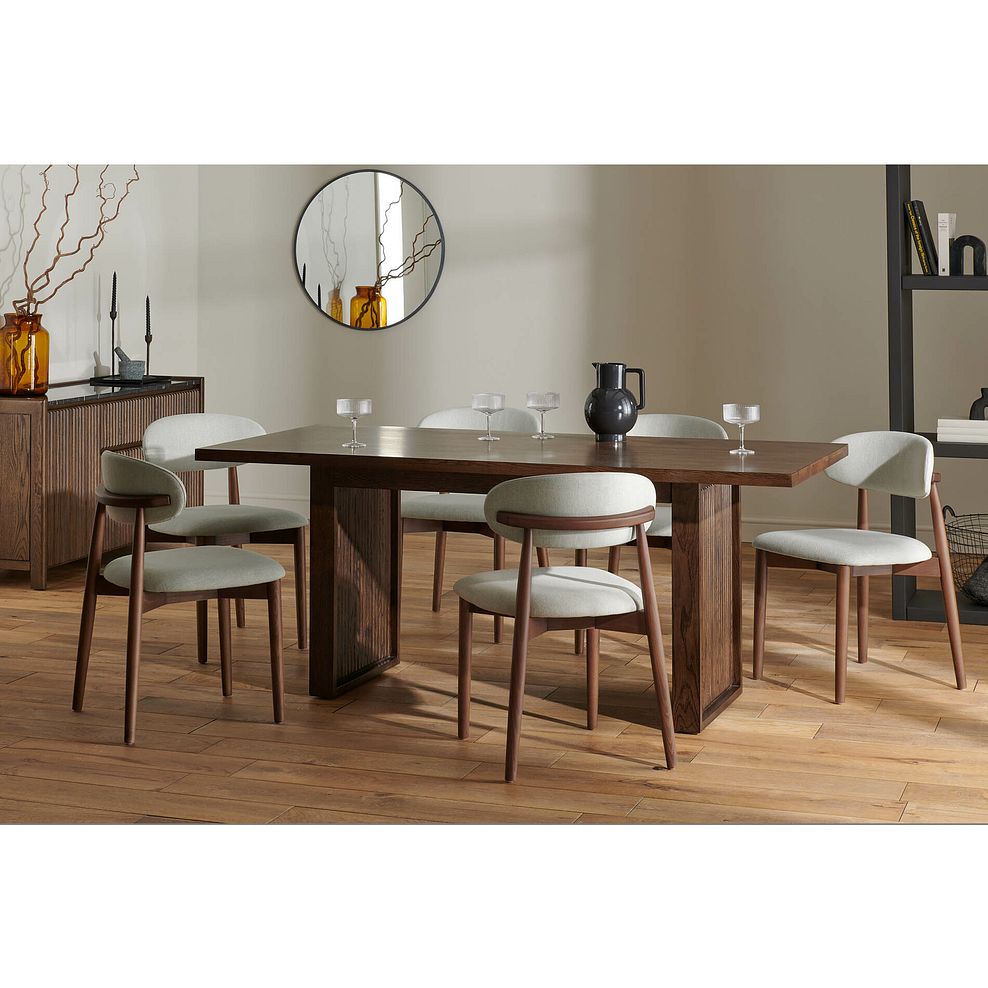 Oliver Dark Oak Dining Table + 6 Otis Chairs Cool Grey with Walnut Stained Beech Legs  1