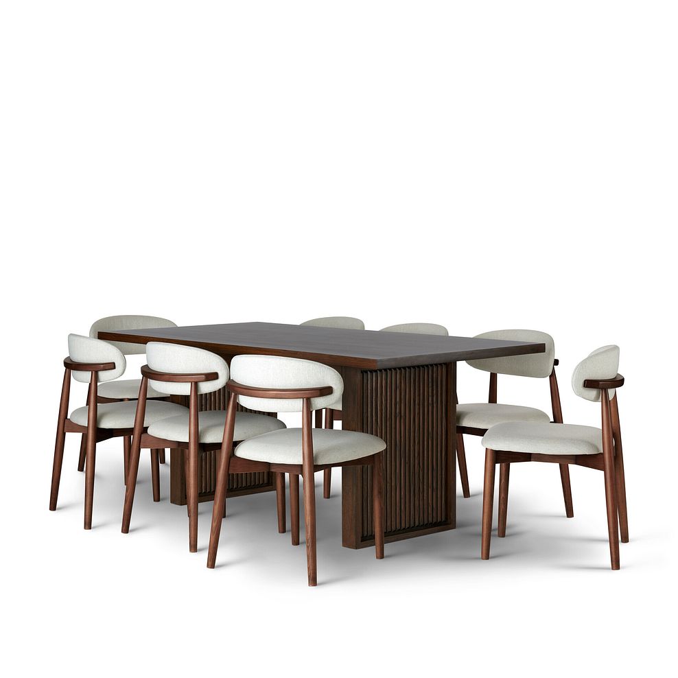 Oliver Dark Oak Dining Table + 8 Otis Chairs Cool Grey with Walnut Stained Beech Legs  1
