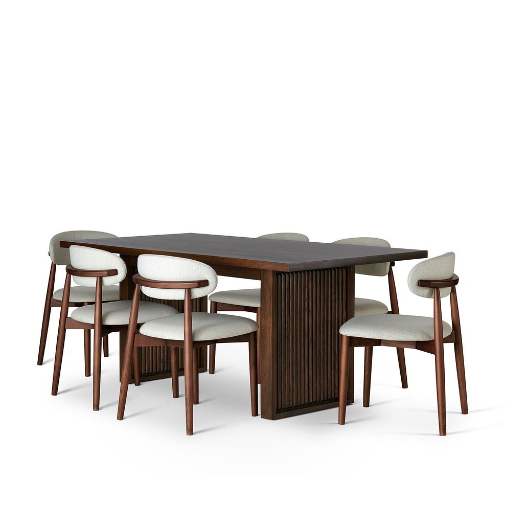 Oliver Dark Oak Dining Table + 6 Otis Chairs Cool Grey with Walnut Stained Beech Legs  2
