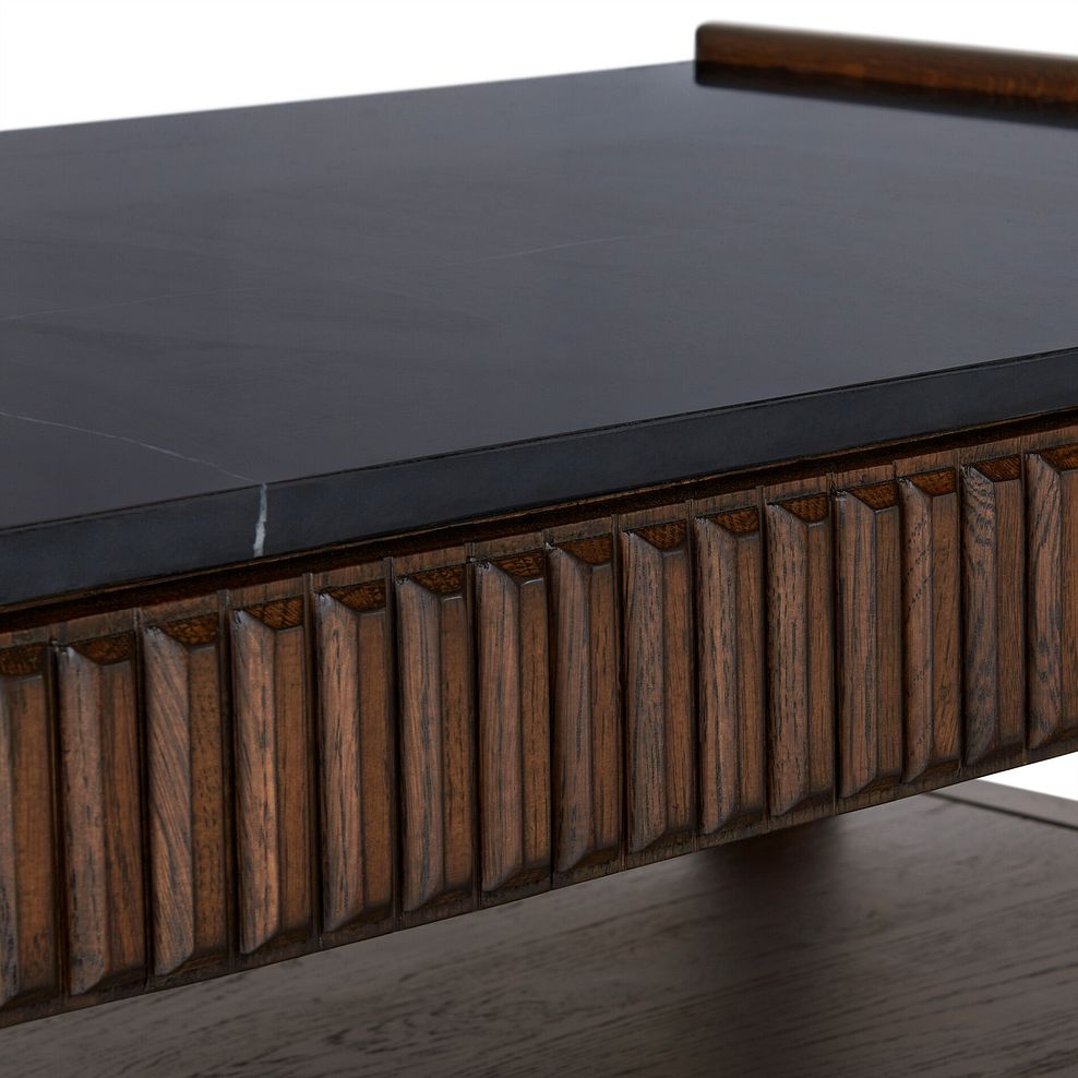 Oliver Dark Solid Oak and Black Marble Coffee Table 7