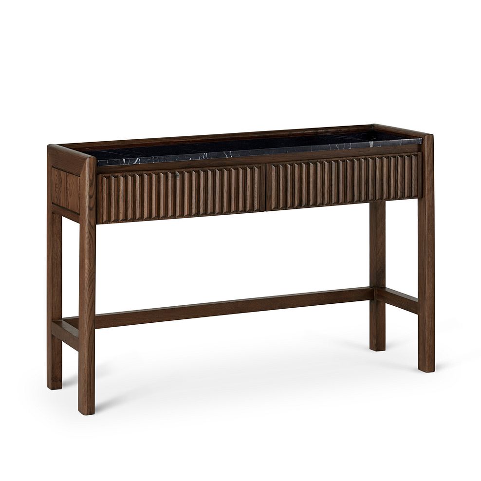 Oliver Dark Solid Oak and Black Marble Console Table 3
