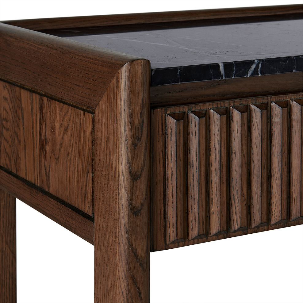 Oliver Dark Solid Oak and Black Marble Console Table 9