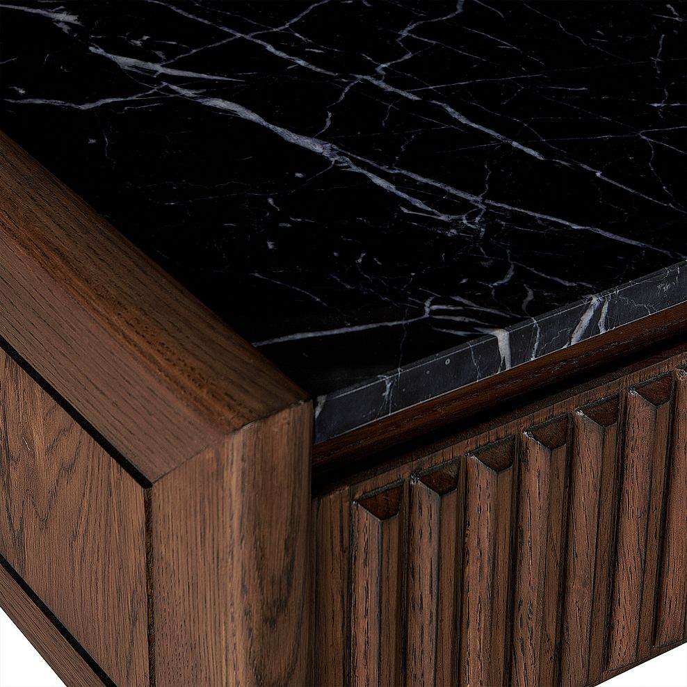 Oliver Dark Solid Oak and Black Marble Console Table 11