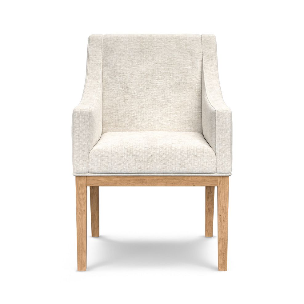 Ontario European Oak Dining Table + 2 Harper Chairs in Stone Fabric and 1 Ontario Bench 15