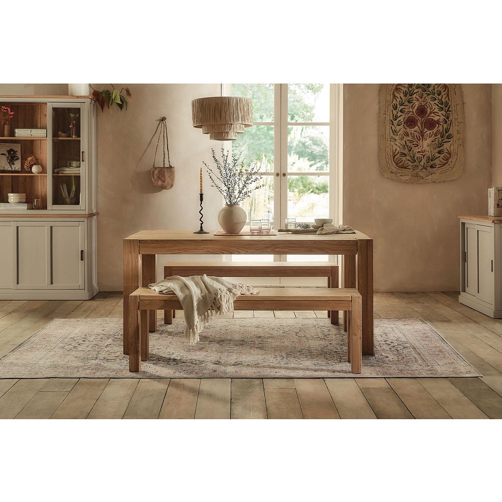 Ontario European Oak Dining Table + 2 Ontario European Oak Benches 2