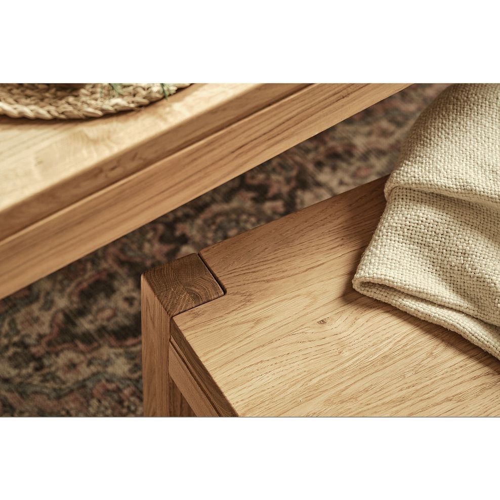 Ontario European Oak Dining Table + 4 Harper Chairs in Stone Fabric + 1 Ontario Bench 3