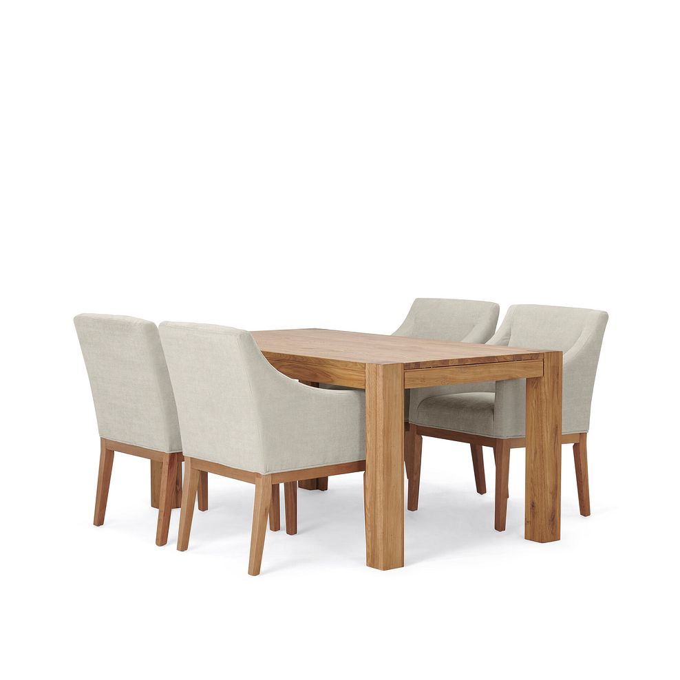 Ontario European Oak Dining Table 160cm + 4 Harper Chair in Stone Fabric with Oak leg 3