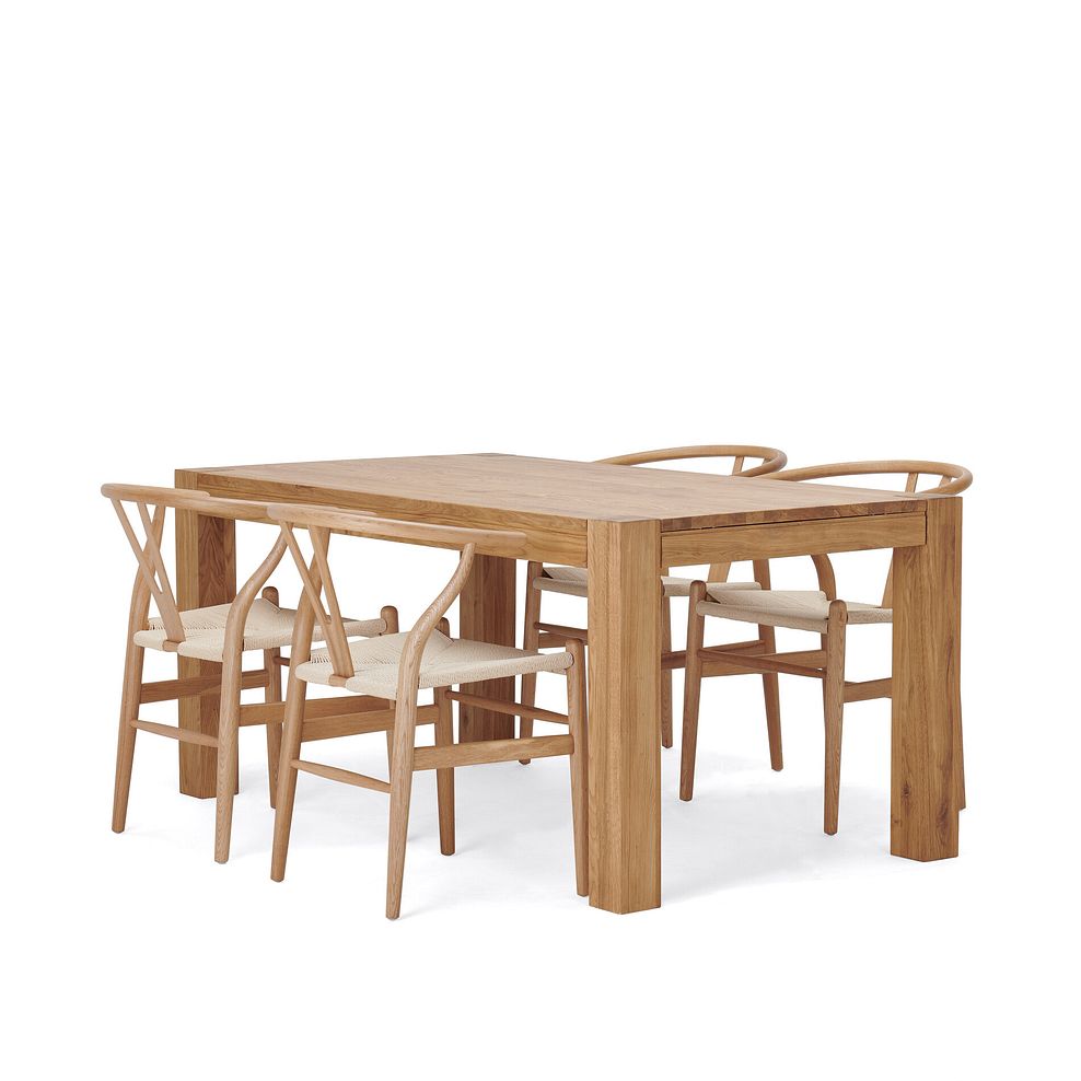 Ontario European Oak Dining Table 160cm + 4 Lars Dining Chair in Natural Oak with Natural Seat 3