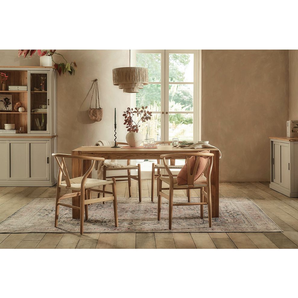 Ontario European Oak Dining Table 160cm + 4 Lars Dining Chair in Natural Oak with Natural Seat 1