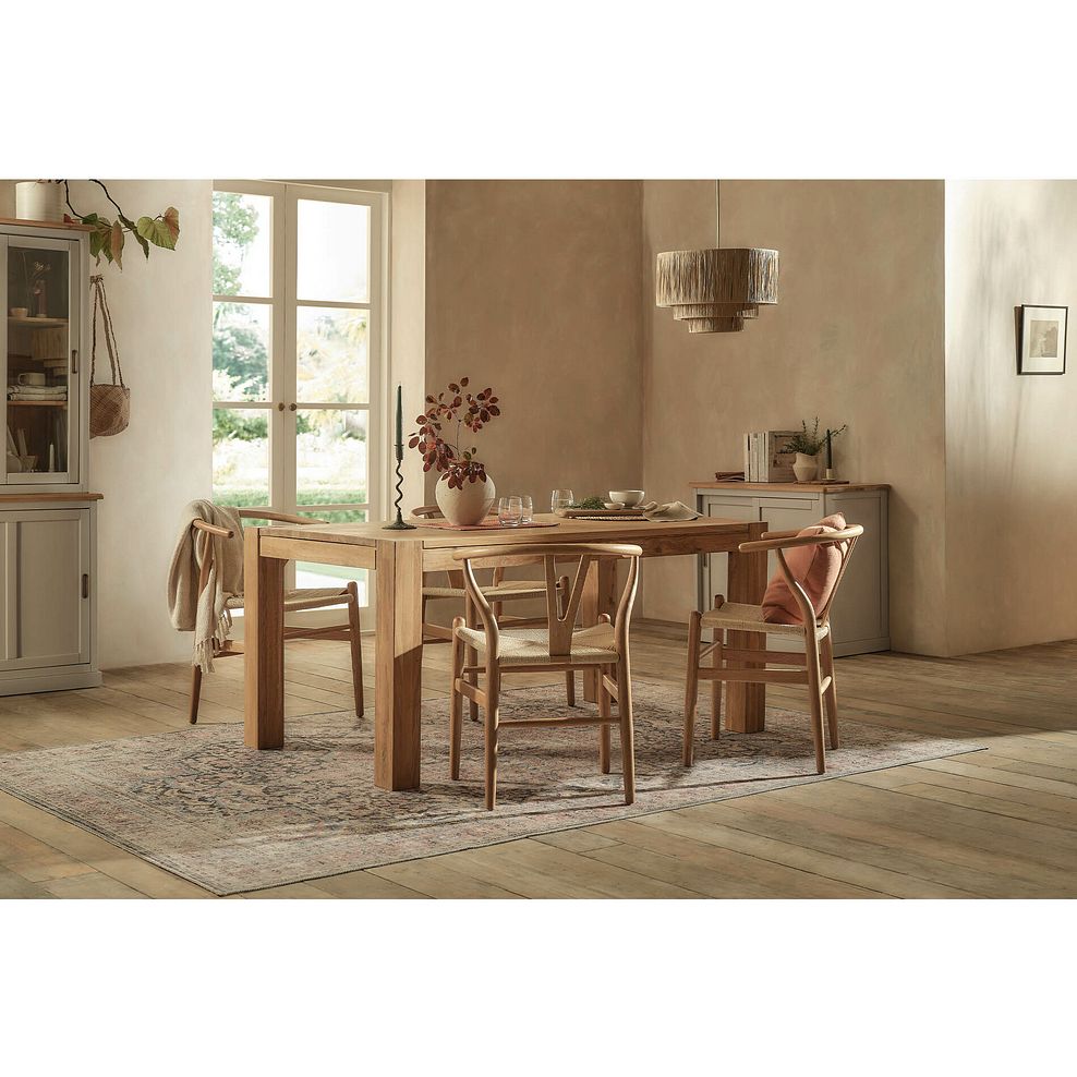 Ontario European Oak Dining Table 160cm + 4 Lars Dining Chair in Natural Oak with Natural Seat 2