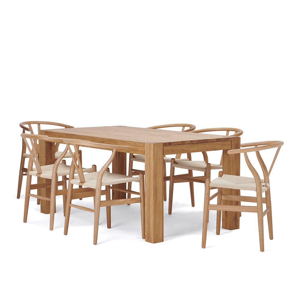 Ontario European Oak Dining Table 160cm + 6 Lars Dining Chair in Natural Oak with Natural Seat 3