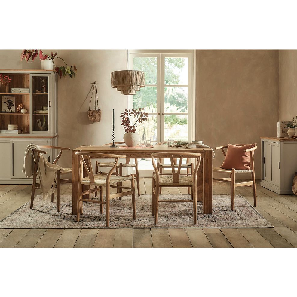 Ontario European Oak Dining Table 160cm + 6 Lars Dining Chair in Natural Oak with Natural Seat 1