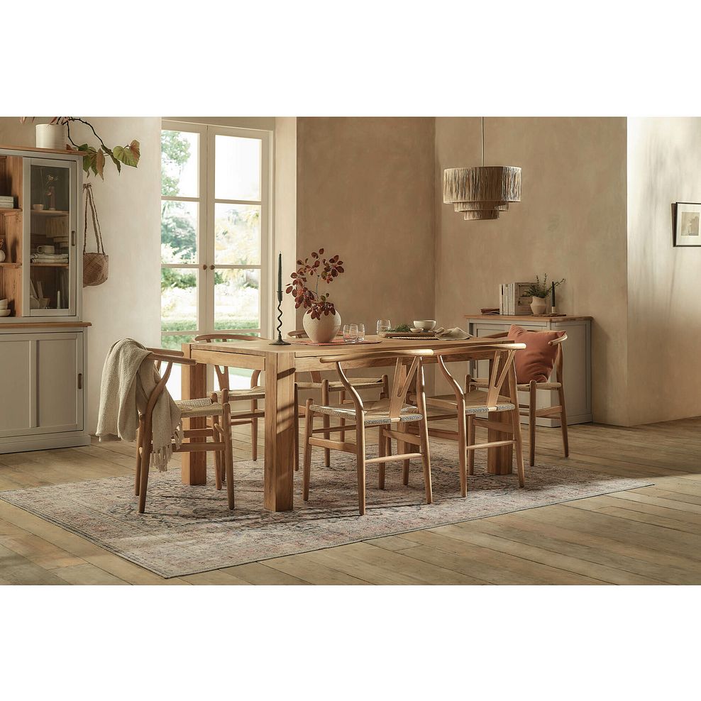 Ontario European Oak Dining Table 160cm + 6 Lars Dining Chair in Natural Oak with Natural Seat 2