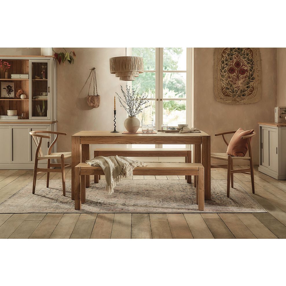 Ontario European Oak Dining Table with 2 Lars Chairs and 2 Ontario Benches 1