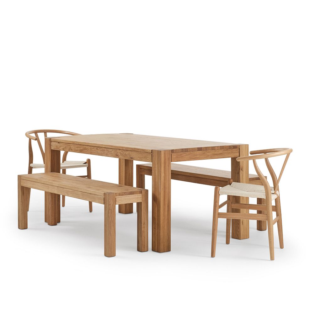 Ontario European Oak Dining Table with 2 Lars Chairs and 2 Ontario Benches 4