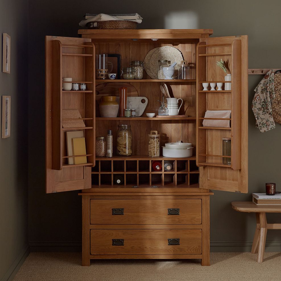 Original Rustic Solid Oak Large Larder 3