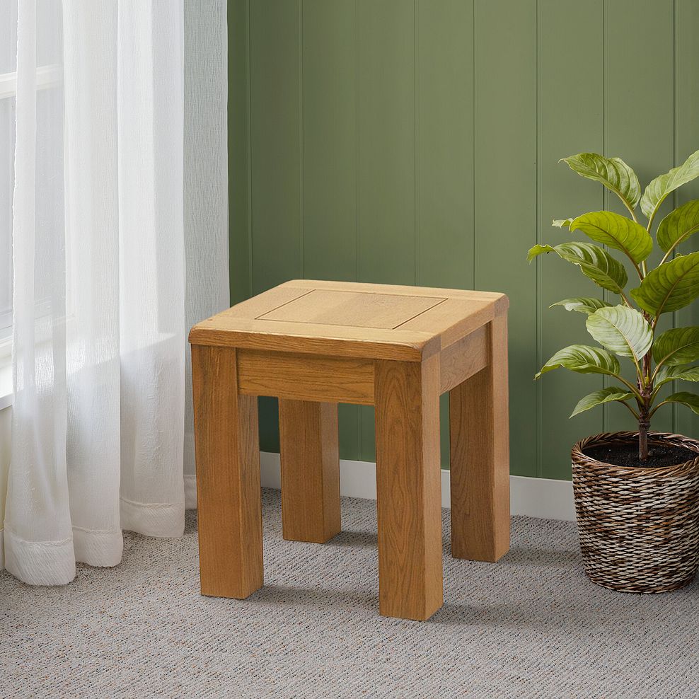 Original Rustic Solid Oak Square Stool 1