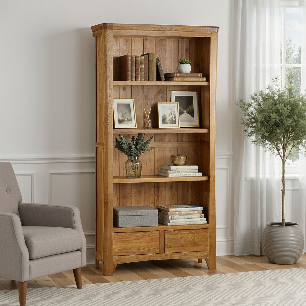 Orrick Rustic Solid Oak Tall Bookcase 6
