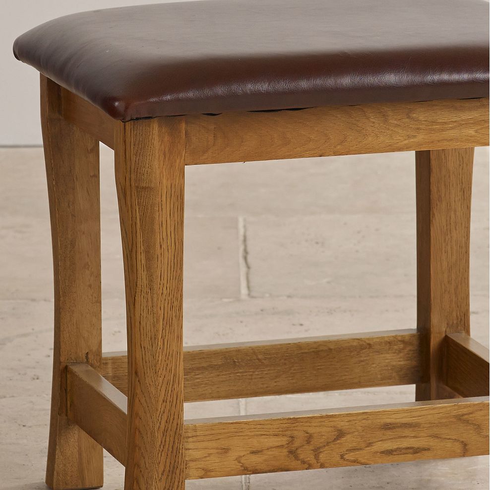 Orrick Rustic Solid Oak and Leather Dressing Table Stool 3