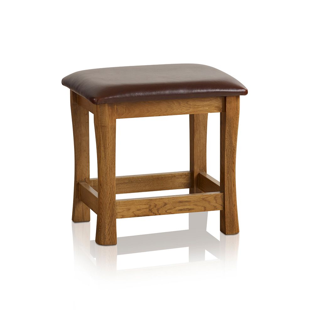 Orrick Rustic Solid Oak and Leather Dressing Table Stool 1