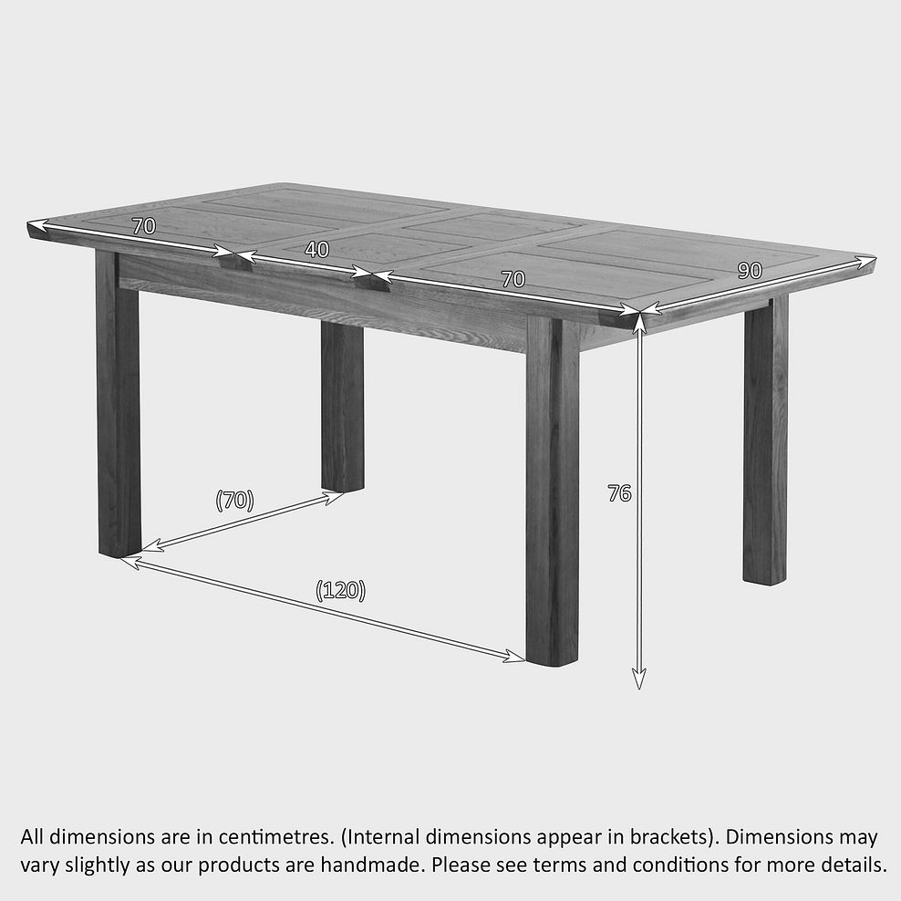 Orrick Rustic Extending Dining Table and 4 Classic Rustic Oak Chair with Verona Charcoal Fabric 7