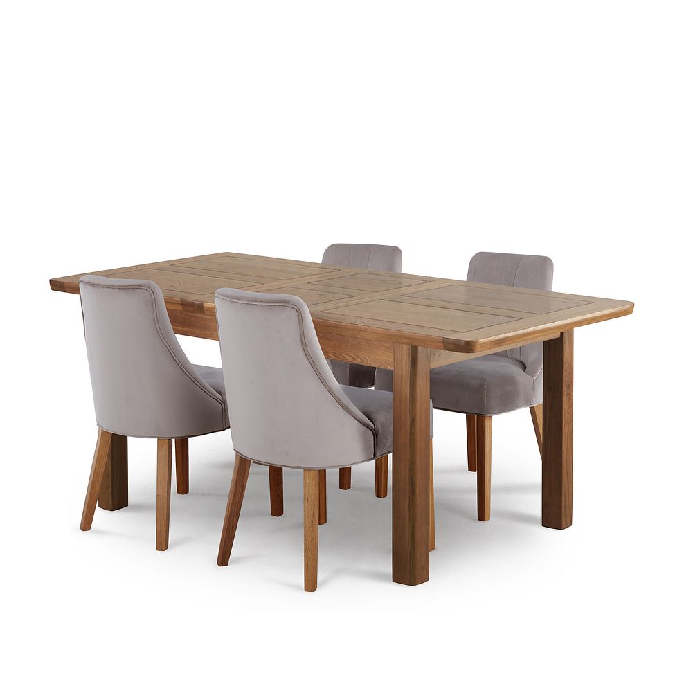 Orrick Extending Dining Table + 4 Marlene Chair in Grey Velvet 2