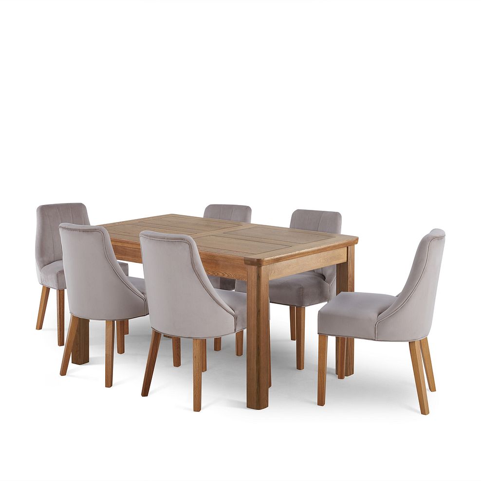 Orrick Extending Dining Table + 6 Marlene Chair in Grey Velvet 1