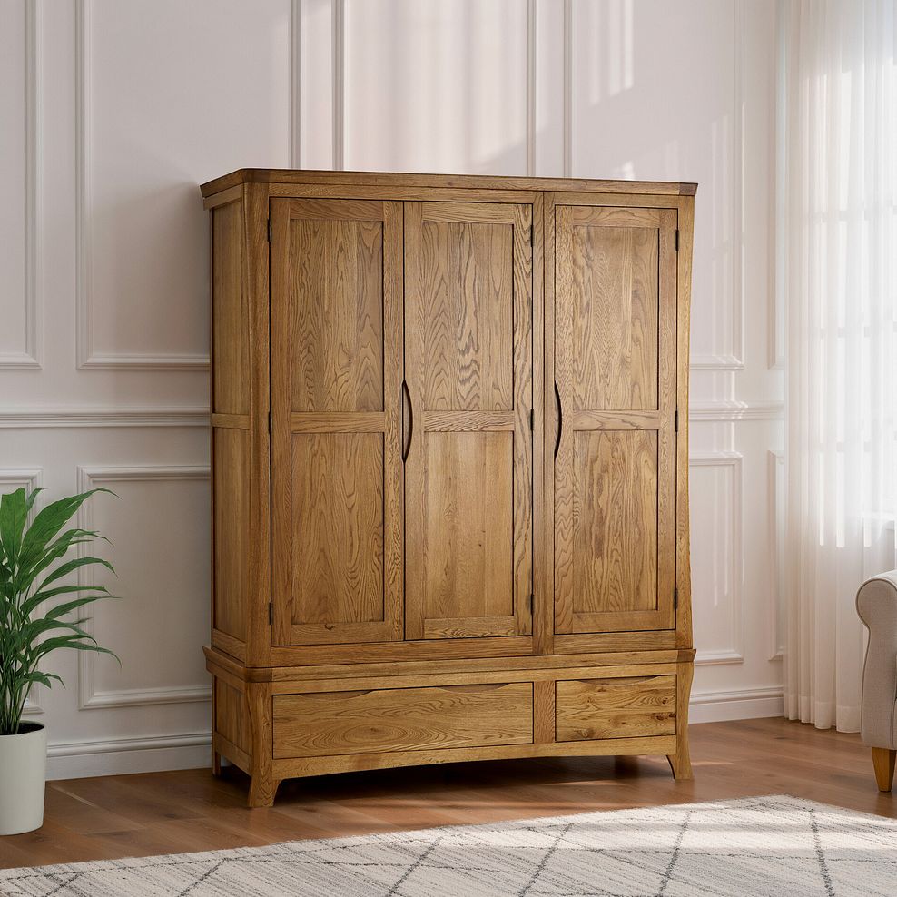 Orrick Rustic Solid Oak Triple Wardrobe 1
